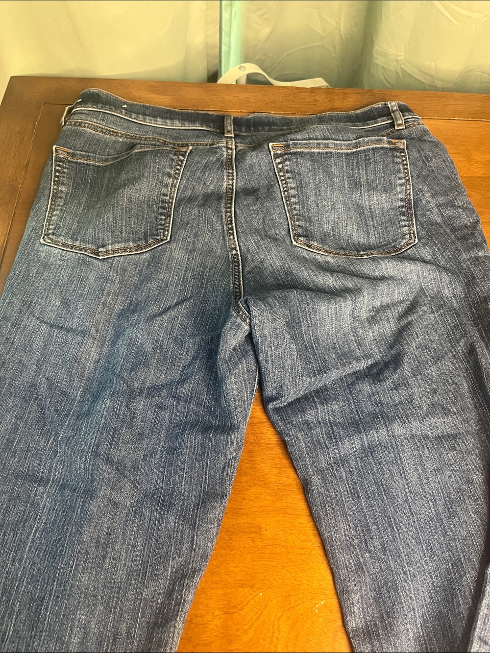 LOFT Original Straight Distressed Dark Blue Cropped Jeans with Frayed Hem - Picture 9 of 9